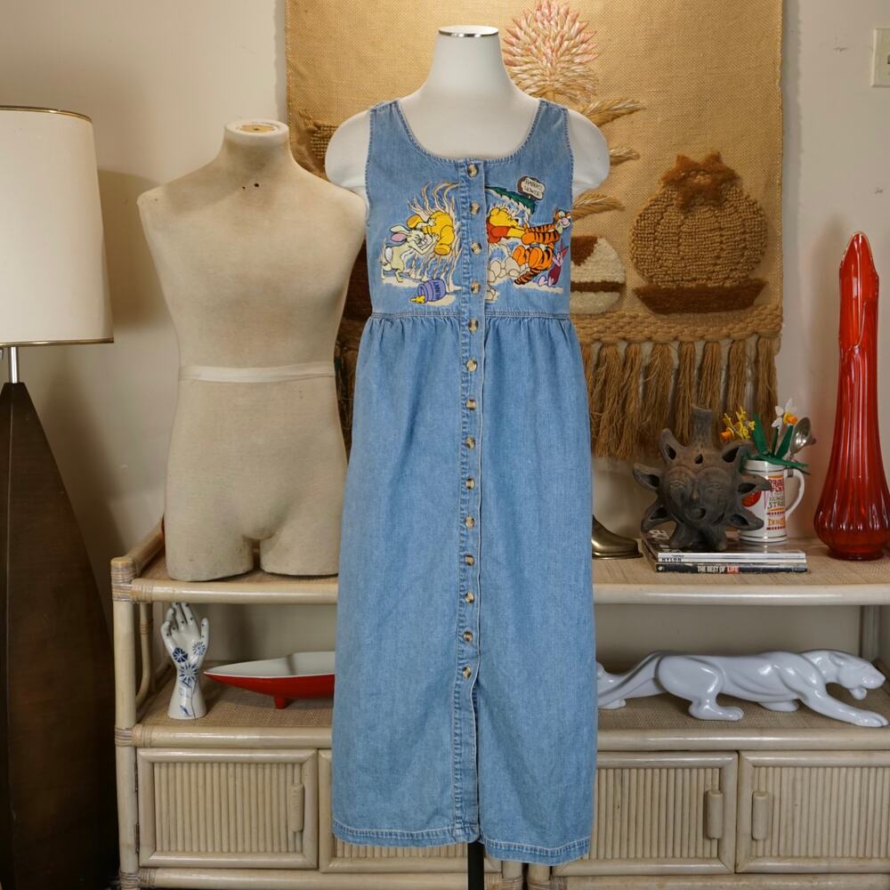 Vintage Disney character denim chambray midi maxi dress